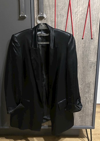 Zara Saten Siyah Kadın Blazer Ceket - Görsel 2