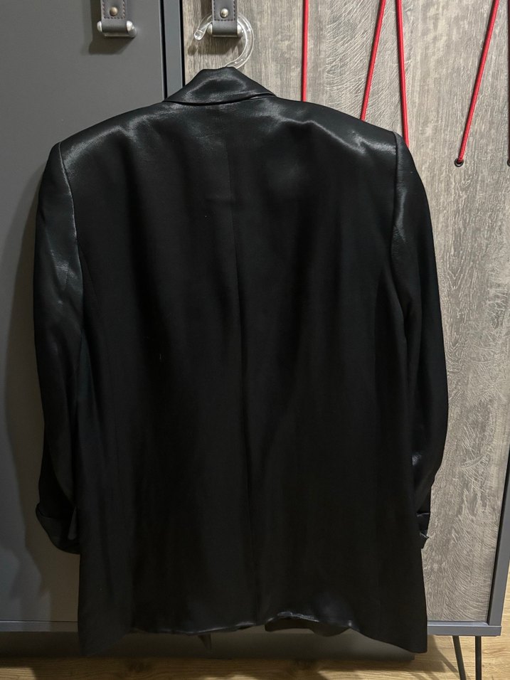 Zara Saten Siyah Kadın Blazer Ceket - Görsel 3