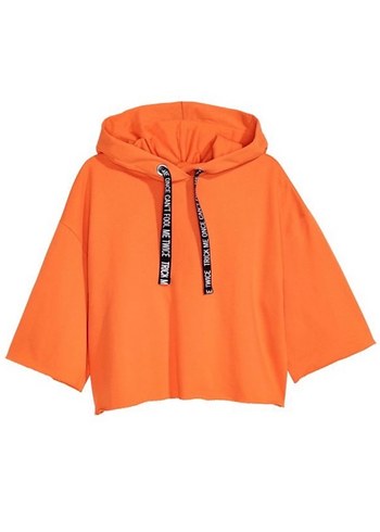 H&M Turuncu Kısa Kollu Sweatshirt - Görsel 2