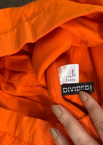 H&M Turuncu Kısa Kollu Sweatshirt - Görsel 5