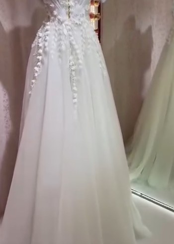 V Yaka Kolsuz A Kesim Beyaz Gelinlik