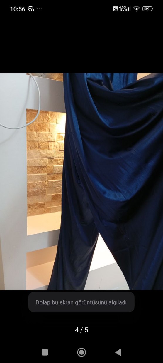 Lacivert Drapeli Uzun Abiye Elbise - Görsel 4