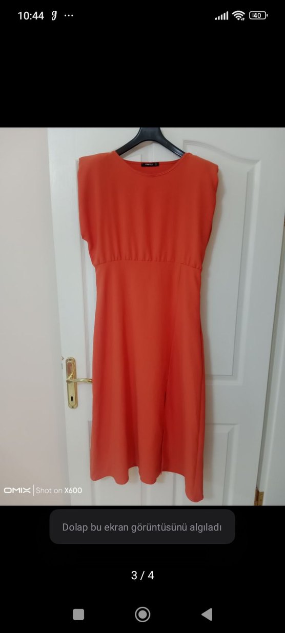 Turuncu Drapeli Straplez Uzun Abiye - Görsel 3