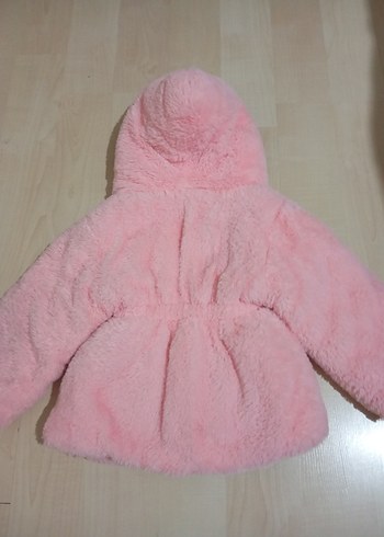 Kız Çocuk Pembe Kürklü Kapüşonlu Mont - Görsel 2