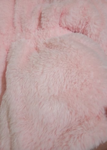 Kız Çocuk Pembe Kürklü Kapüşonlu Mont - Görsel 3