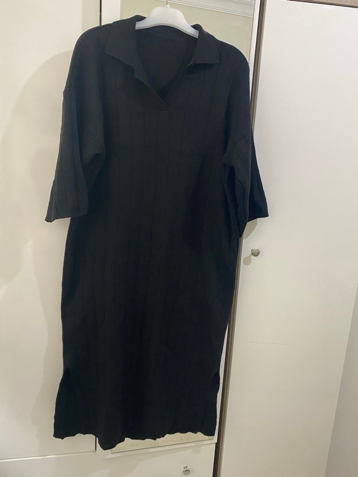 Siyah trıko elbise - Görsel 2