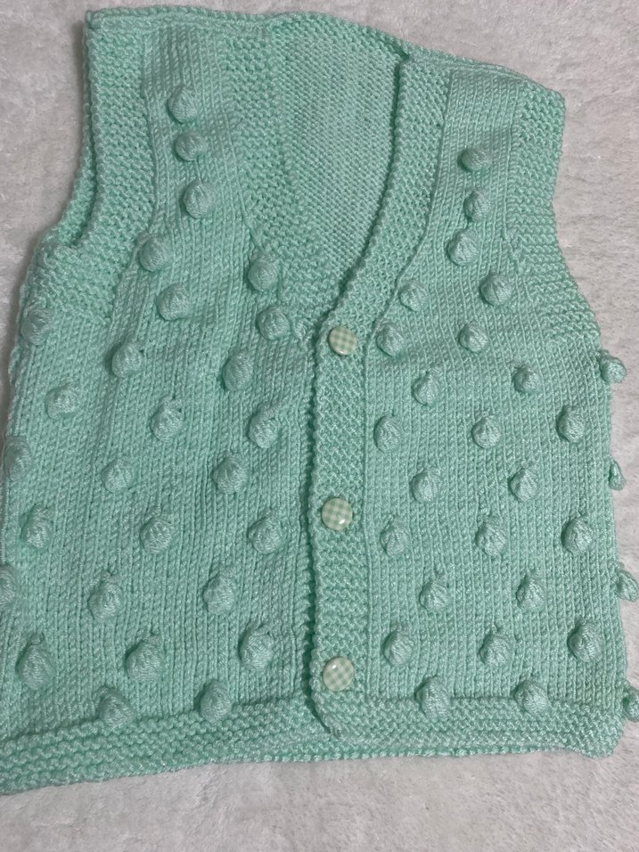 Kız Çocuk Turkuaz Örgü Süveter - Görsel 2