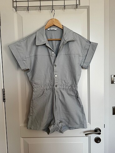 zara denim jumpsuit grey
