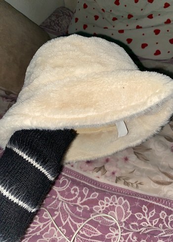 Beyaz Peluş Kadın Şapka - Görsel 2