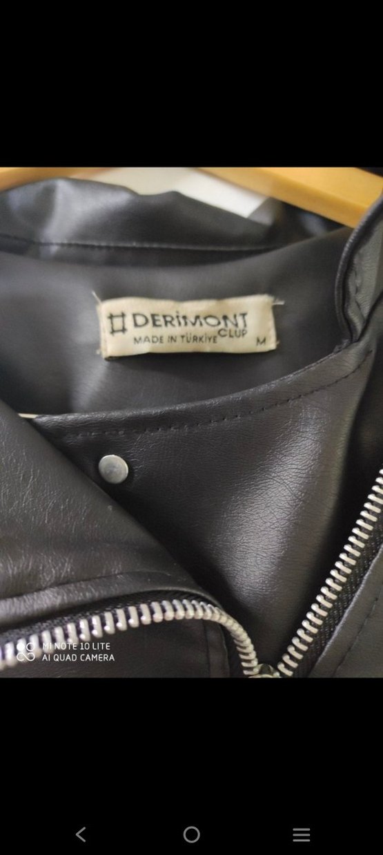 Kadın Siyah Deri Biker Ceket - Görsel 2