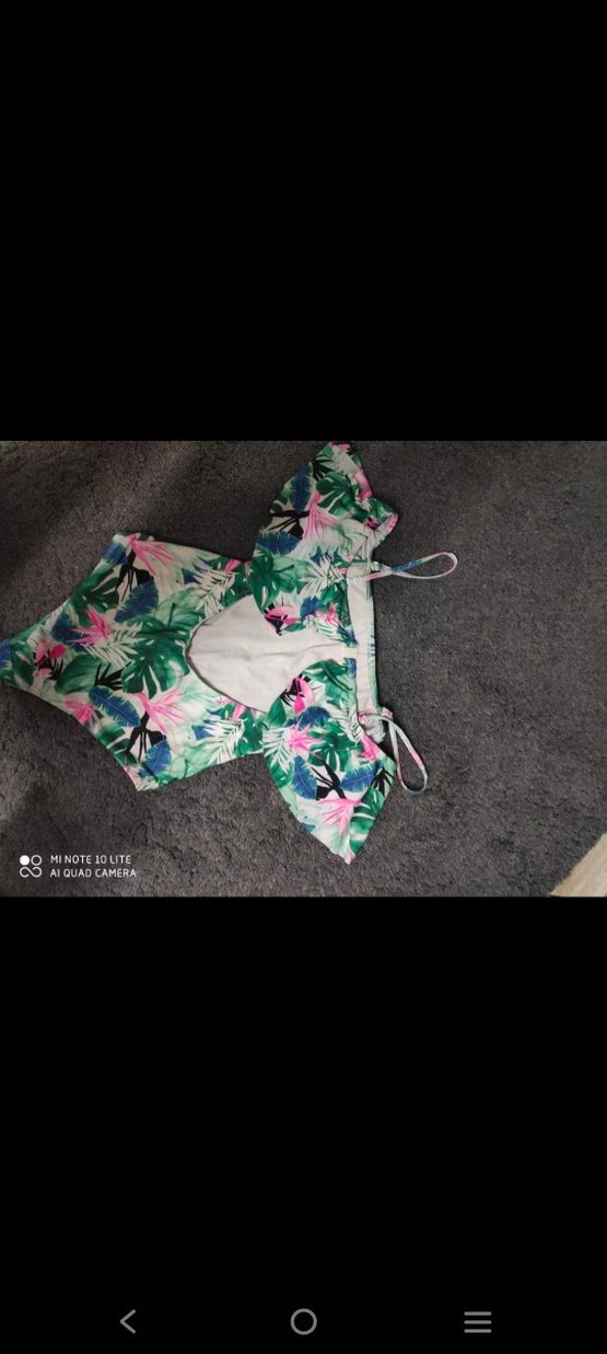 Çiçek Desenli, Fermuarlı Mini Kadın Mayo - Görsel 2