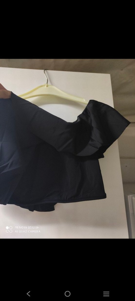 Siyah Fırfırlı Mini Kadın Bluz - Görsel 2