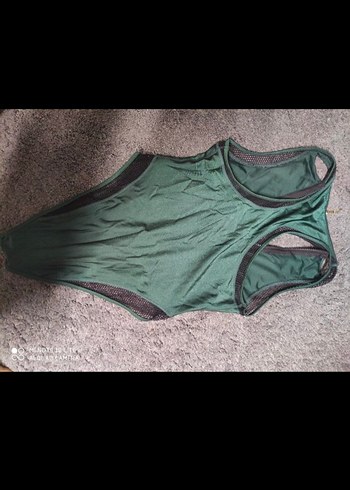 Fermuarlı Kolsuz Yeşil Kadın Mayo - Görsel 3