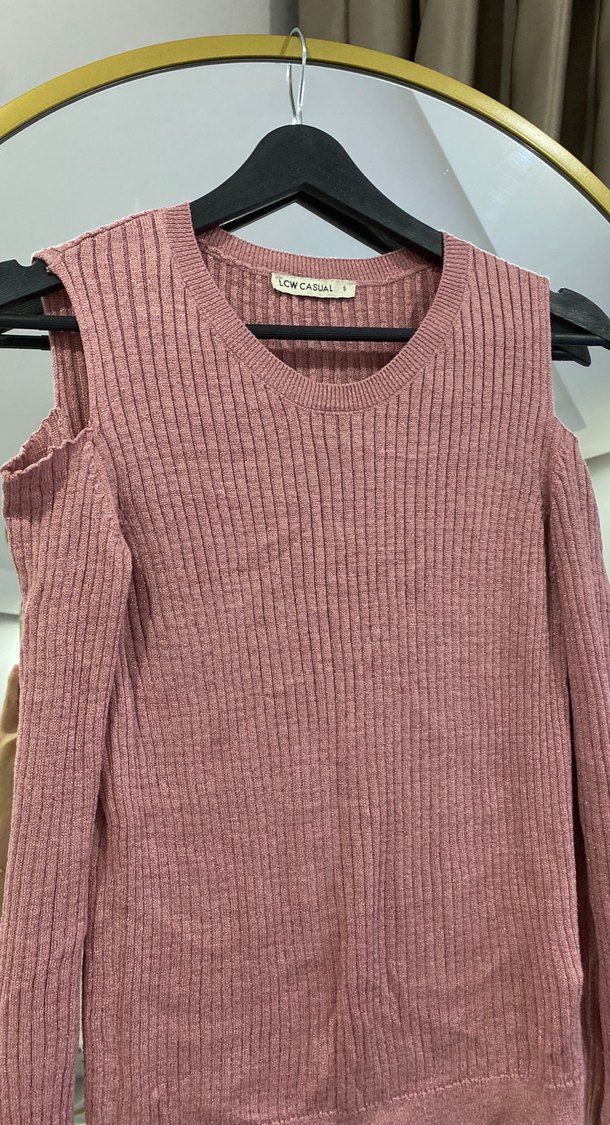 Pembe Örgü Kadın Uzun Kollu Kazak - Görsel 2