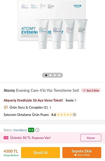 Atomy 4 lü yüz temizleme seti