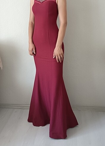 38 Beden bordo Renk Abiye elbise