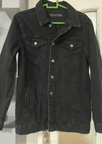 Düğmeli Siyah Kadın Denim Ceket - Görsel 3