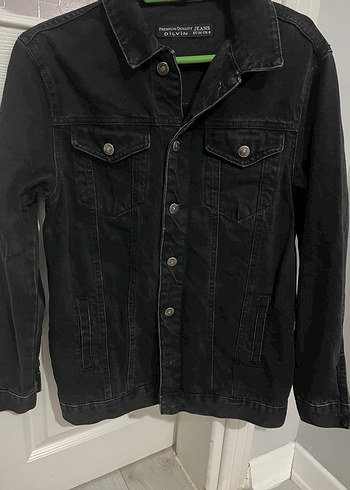 Düğmeli Siyah Kadın Denim Ceket - Görsel 2