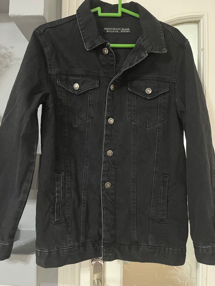 Düğmeli Siyah Kadın Denim Ceket - Görsel 3