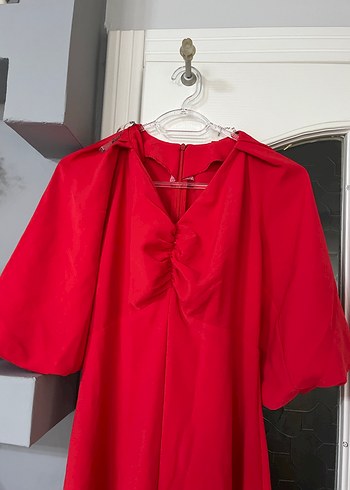 Nar çiçeği Kısa Kollu Uzun Elbise - Görsel 2