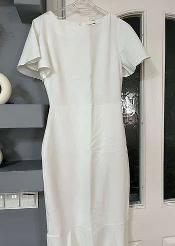 Beyaz Drapeli Uzun Elbise - Görsel 2