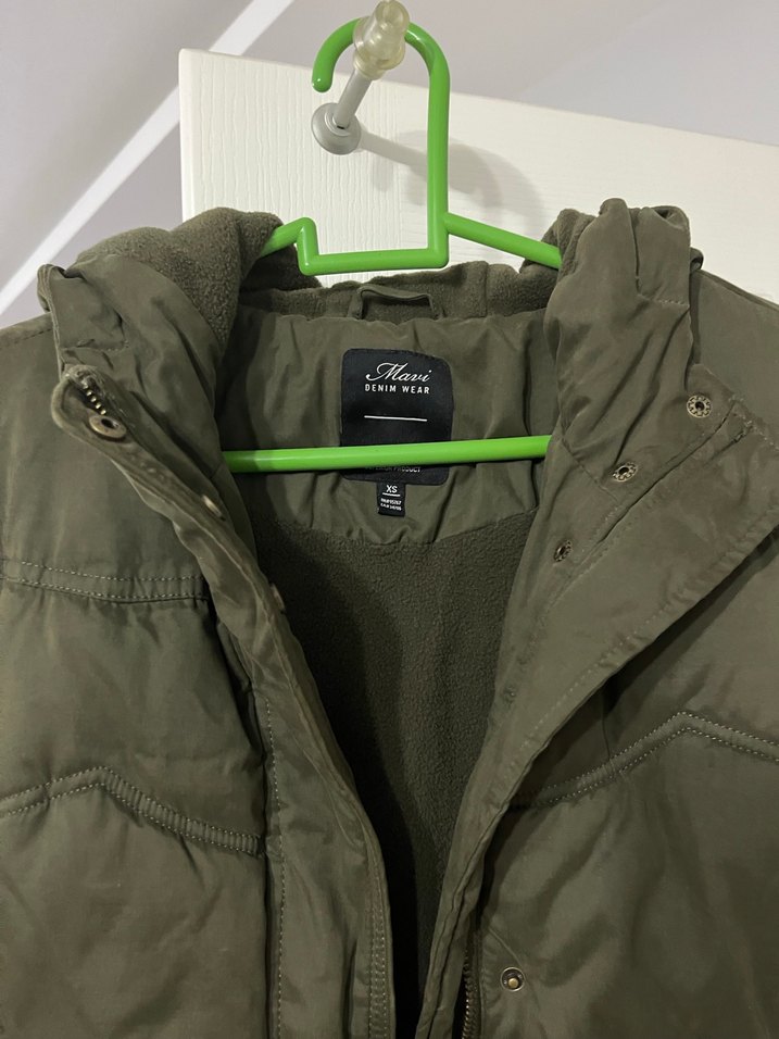 Haki Kadın Midi Fermuarlı Mont - Görsel 3