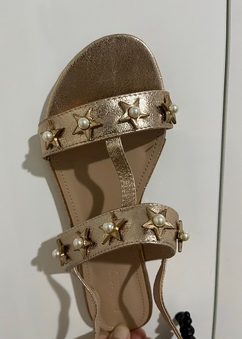 İnci Detaylı Simli Kadın Sandalet - Görsel 4