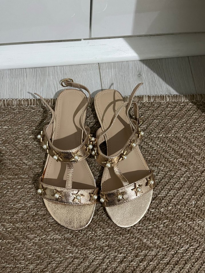 İnci Detaylı Simli Kadın Sandalet - Görsel 3