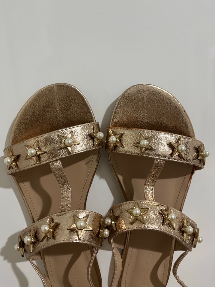 İnci Detaylı Simli Kadın Sandalet - Görsel 2