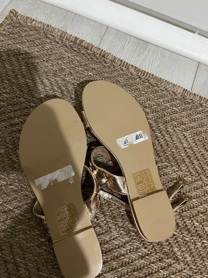 İnci Detaylı Simli Kadın Sandalet - Görsel 5