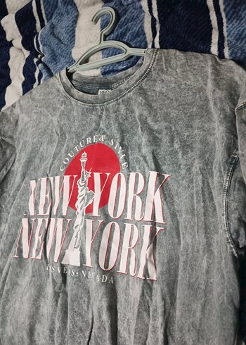 Gri Batik Desenli Erkek Denim Tişört - Görsel 2