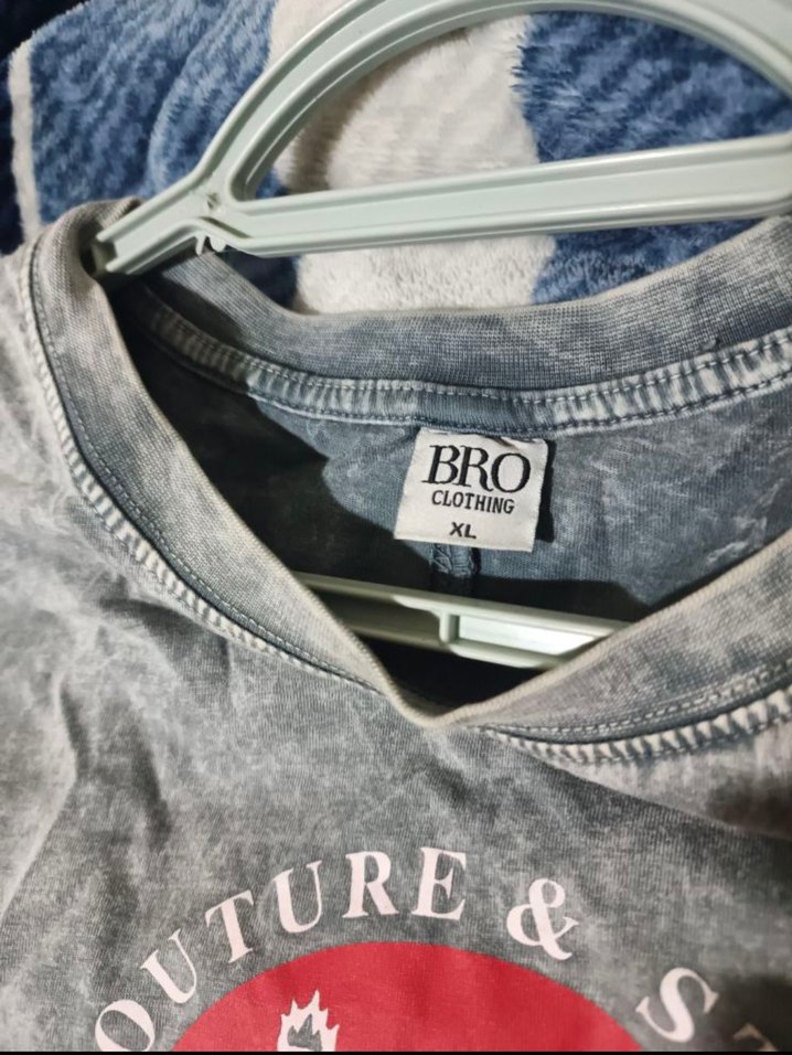 Gri Batik Desenli Erkek Denim Tişört - Görsel 4