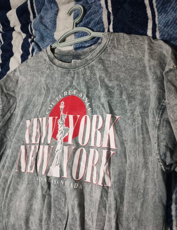 Gri Batik Desenli Erkek Denim Tişört - Görsel 2