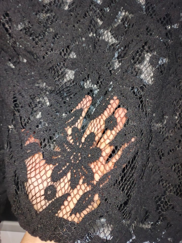 Dantelli Yüksek Yaka Siyah Mini Bluz - Görsel 3