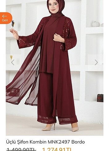 Bordo üçlü tunik pantolon takım 