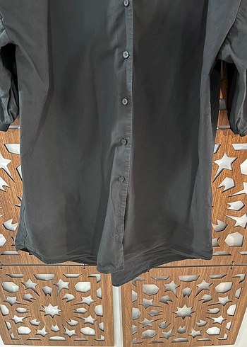 Zara Siyah  Düğmeli Kısa Kollu Gömlek - Görsel 2