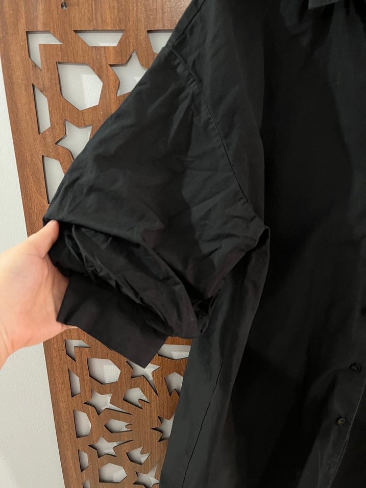 Zara Siyah  Düğmeli Kısa Kollu Gömlek - Görsel 4