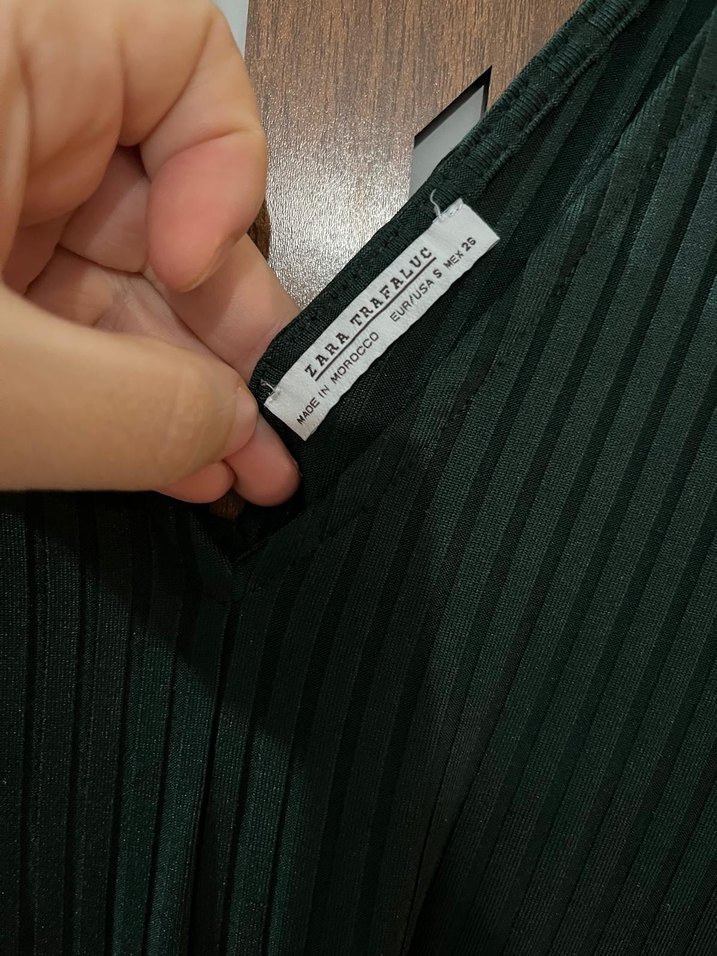 Zara Kadın Yeşil Pilili Uzun Tulum - Görsel 3