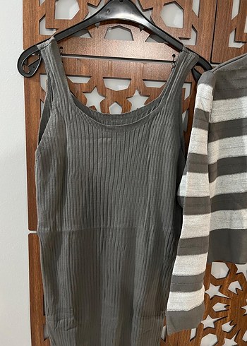 Gri Triko Uzun Elbise - Görsel 2