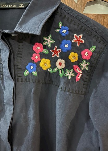 Zara Nakışlı Bohem Uzun Kollu Kadın Gömlek - Görsel 3