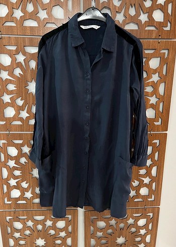 Zara Gri Uzun Kollu Kadın Gömlek - Görsel 2