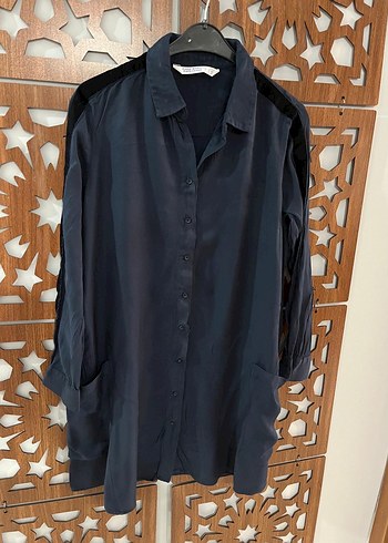 Zara Gri Uzun Kollu Kadın Gömlek - Görsel 3