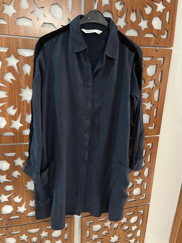 Zara Gri Uzun Kollu Kadın Gömlek - Görsel 3