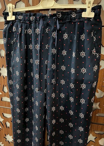 Zara Lacivert Bohem Düğmeli Kadın Pantolon - Görsel 5