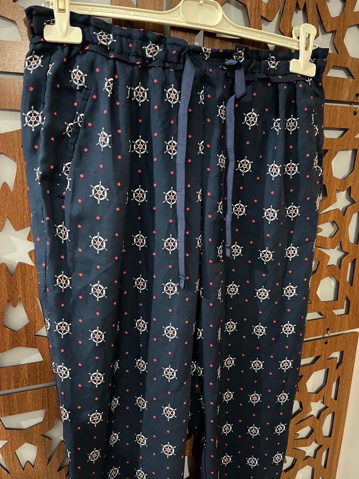 Zara Lacivert Bohem Düğmeli Kadın Pantolon - Görsel 4