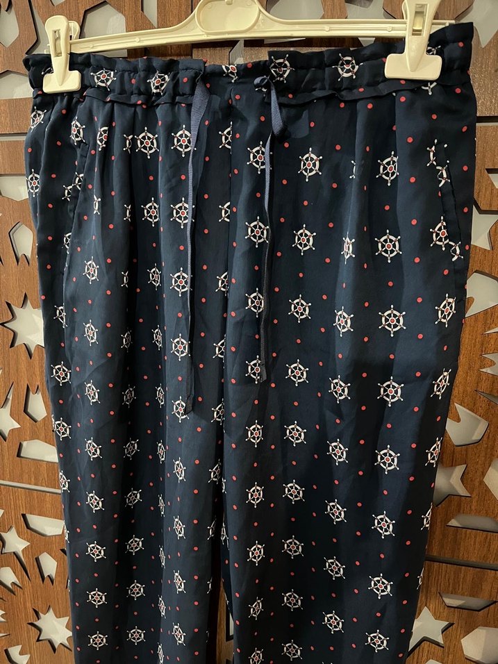 Zara Lacivert Bohem Düğmeli Kadın Pantolon - Görsel 5