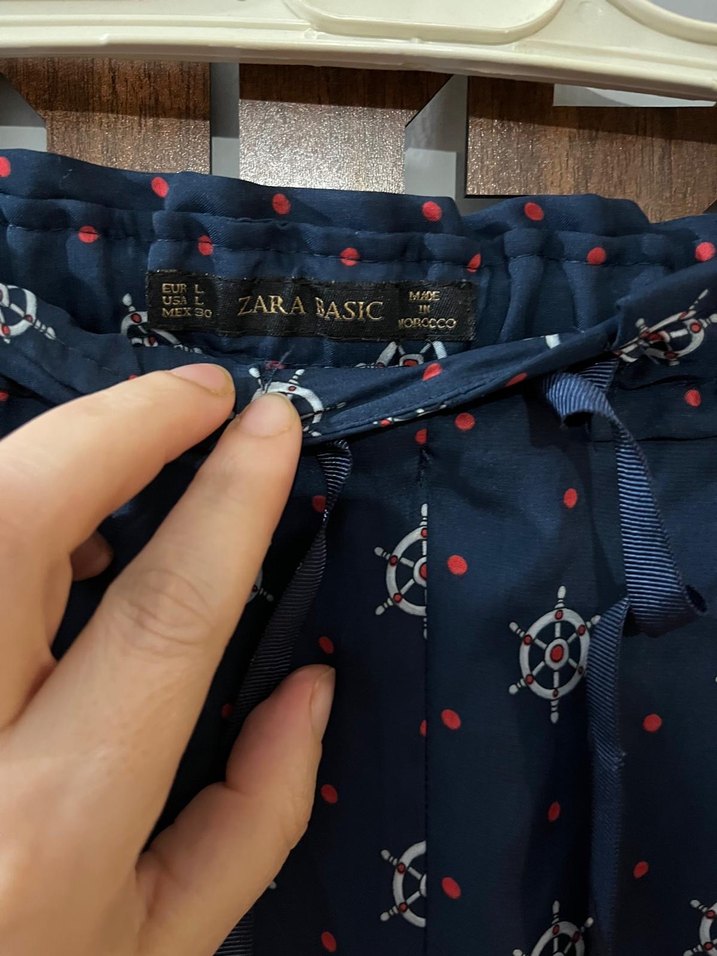 Zara Lacivert Bohem Düğmeli Kadın Pantolon - Görsel 3