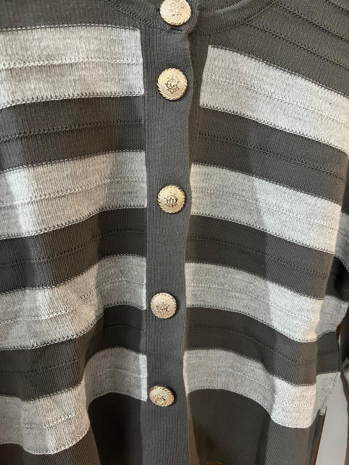 Gri Uzun Triko Elbise ve Çizgili Triko ikili takım - Görsel 2