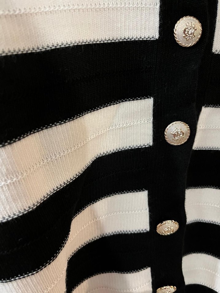 Zebra Desenli Siyah Triko Elbise ve Çizgili ikili takım - Görsel 4