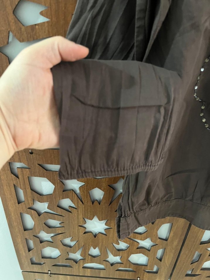 Zara Boncuk İşlemeli Kahverengi Bohem Bluz - Görsel 5